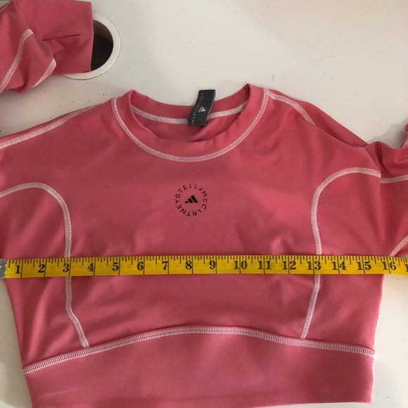 EUC Adidas by Stella McCartney Long Sleeve Athletic Yoga Crop Top - Picture 5 of 7